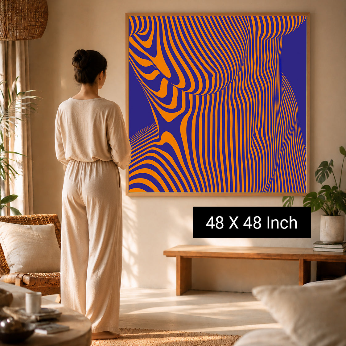 Serene abstract wave canvas for wellness studio aesthetic