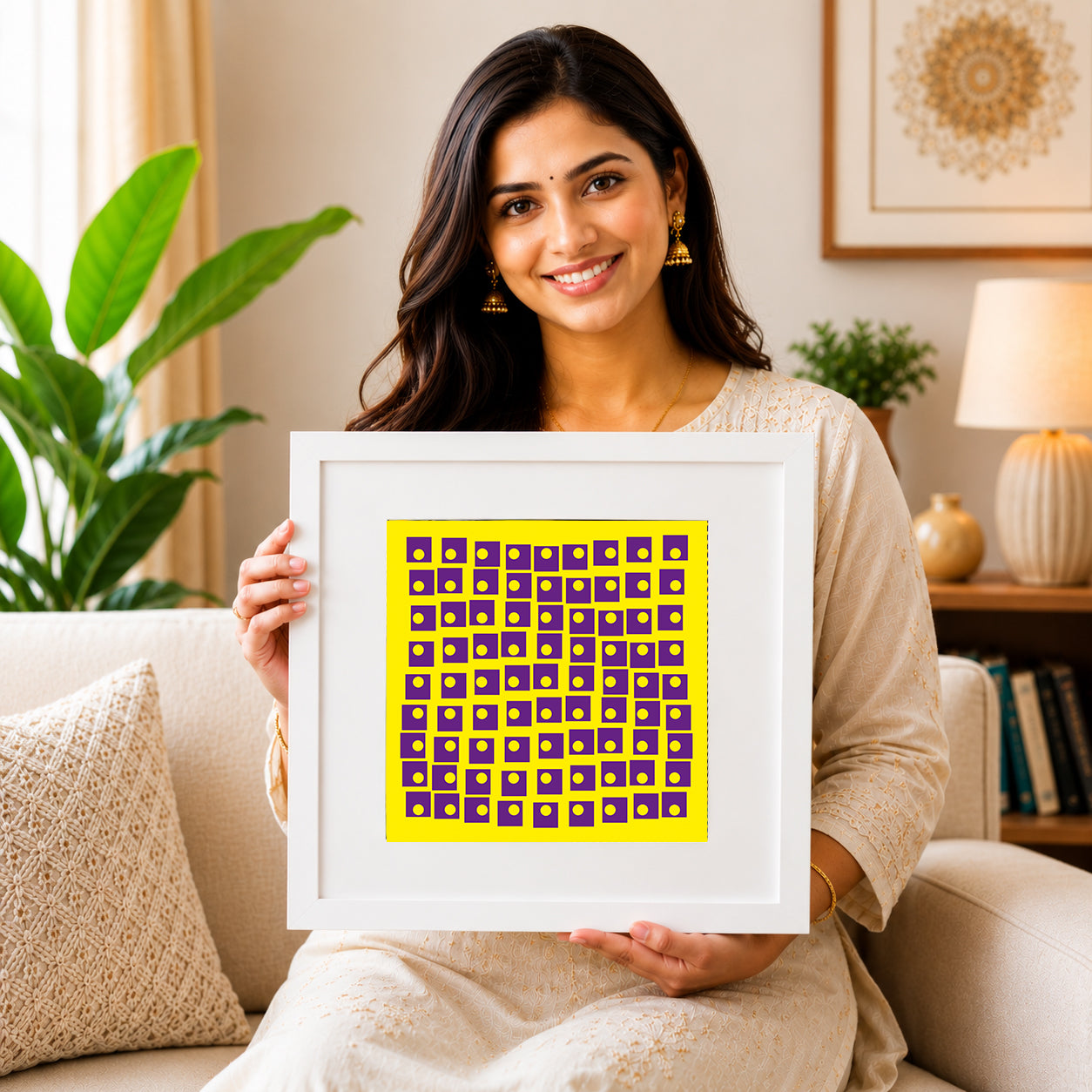 Serene horizon gradient wall art for patient rooms.
