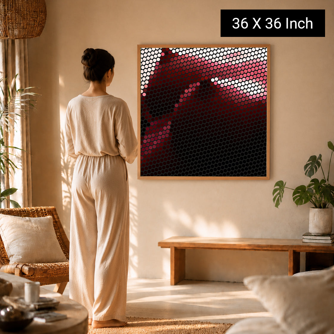 Serene living room artwork designed for daily stress relief