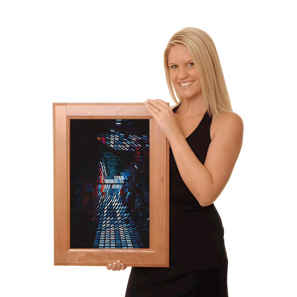 Sleek metal frame optical illusion art print for modern office