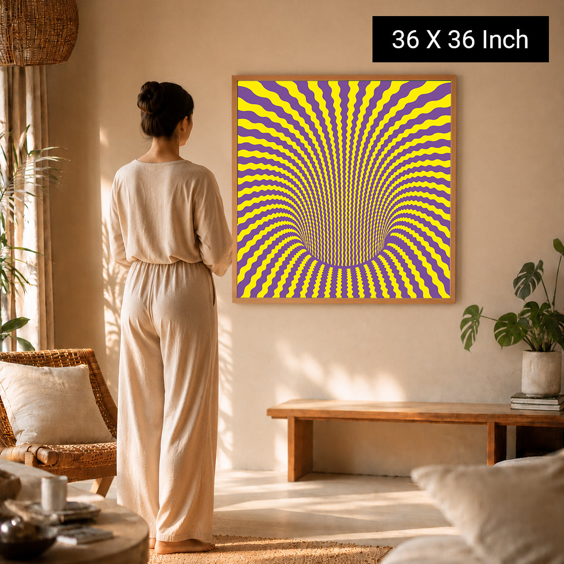 Soft pastel geometric lines canvas print for soothing home aesthetic
