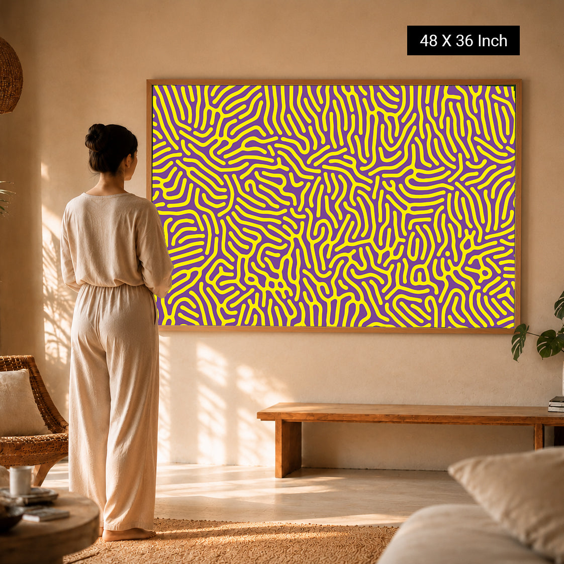 Soothing amber and violet twilight poster for tranquil spaces
