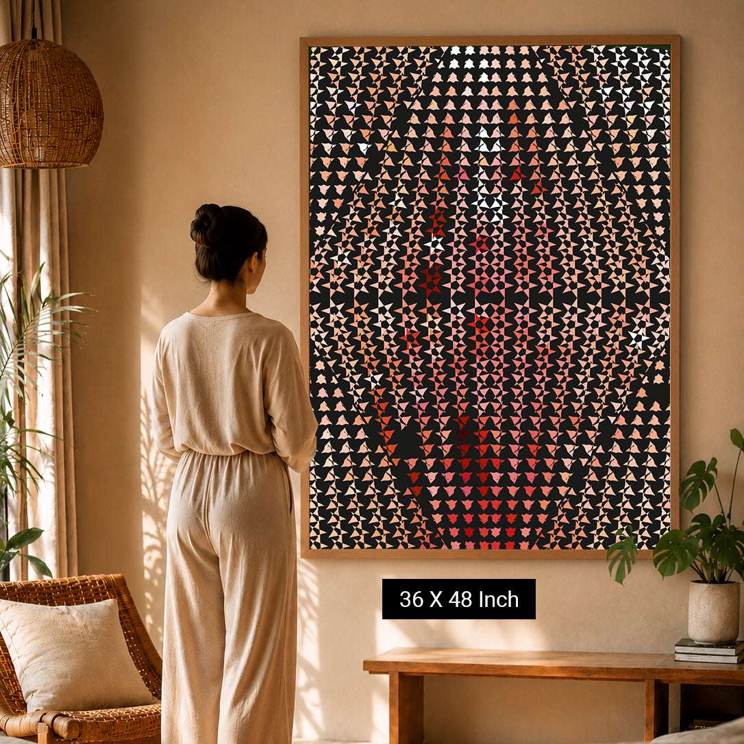 Soothing muted terracotta Japandi poster for warm living decor