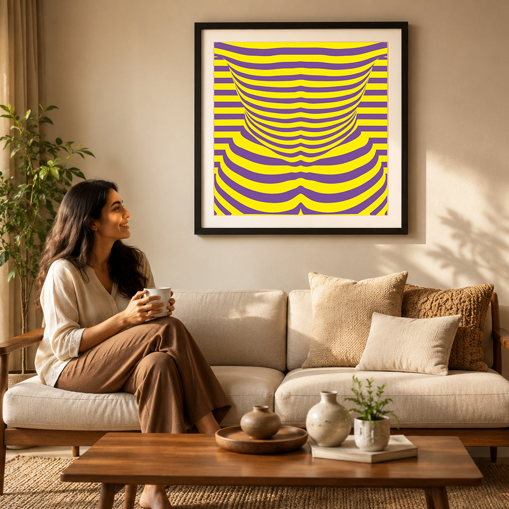 Soothing sage geometric lines canvas print for natural calm