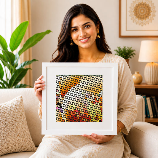 Soothing sunset palette print for therapy clinics.