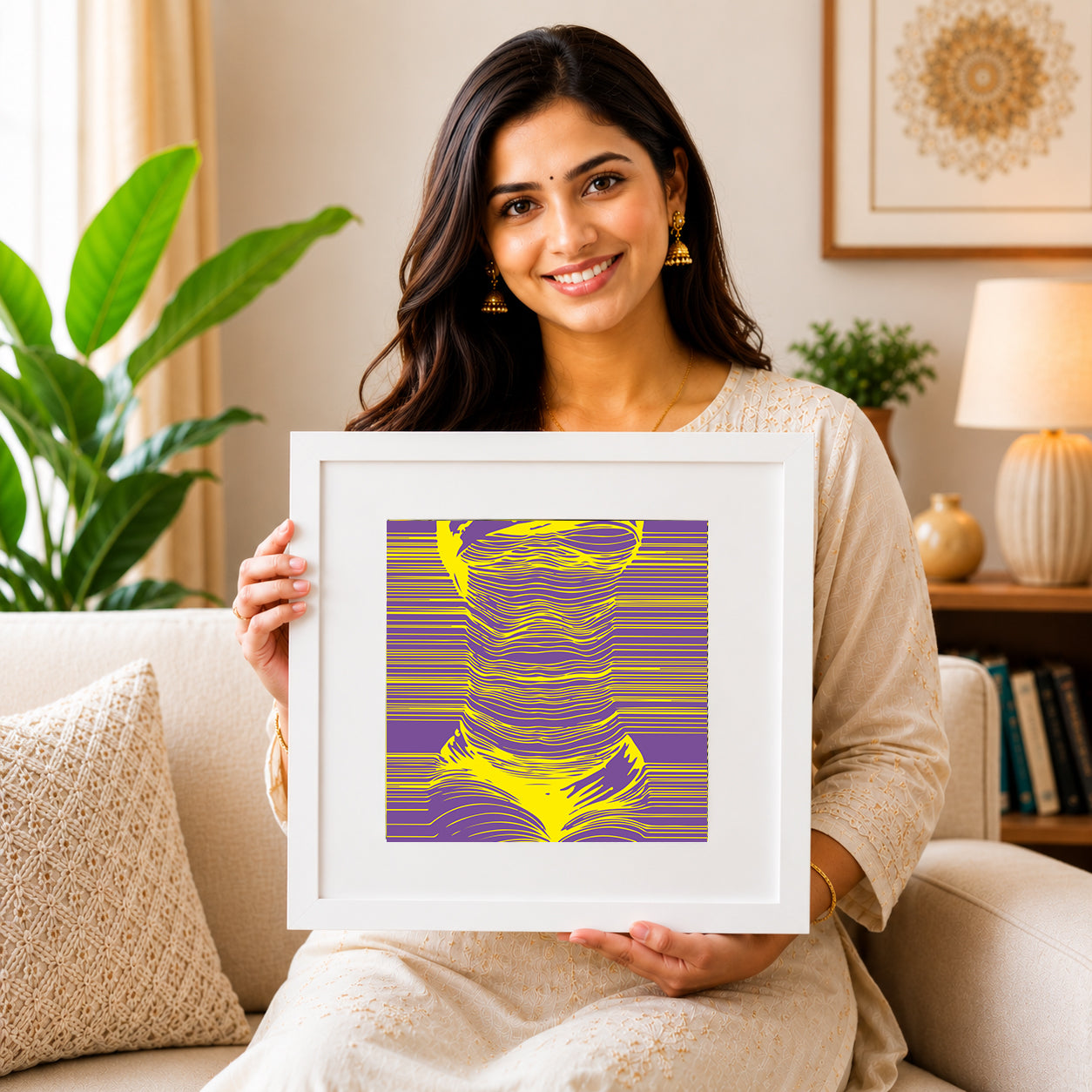Soothing symmetrical curves canvas print for modern sofa backdrop