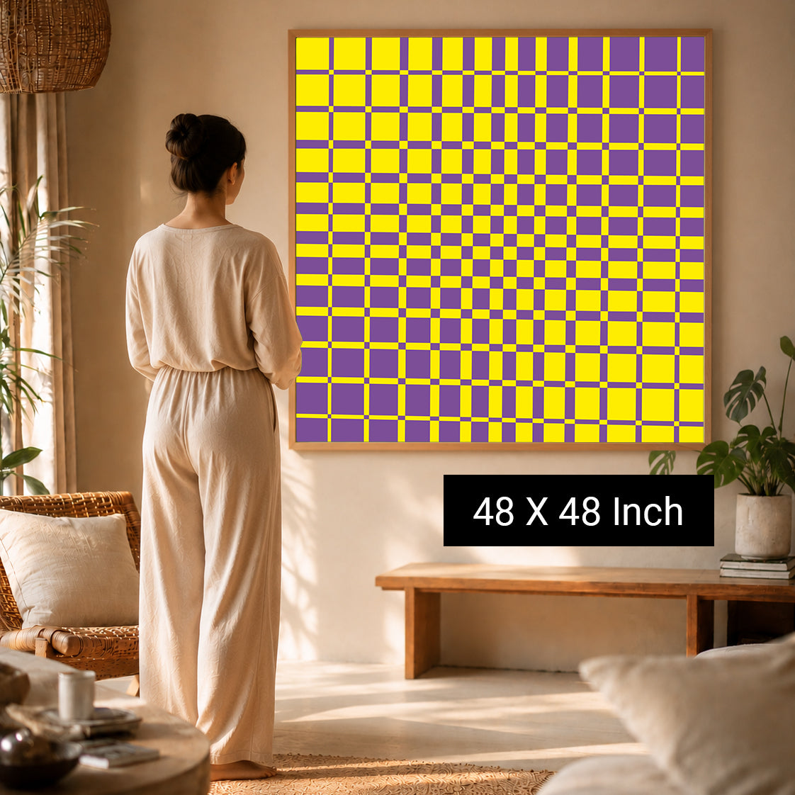 Soothing symmetrical wave lines canvas print for living walls