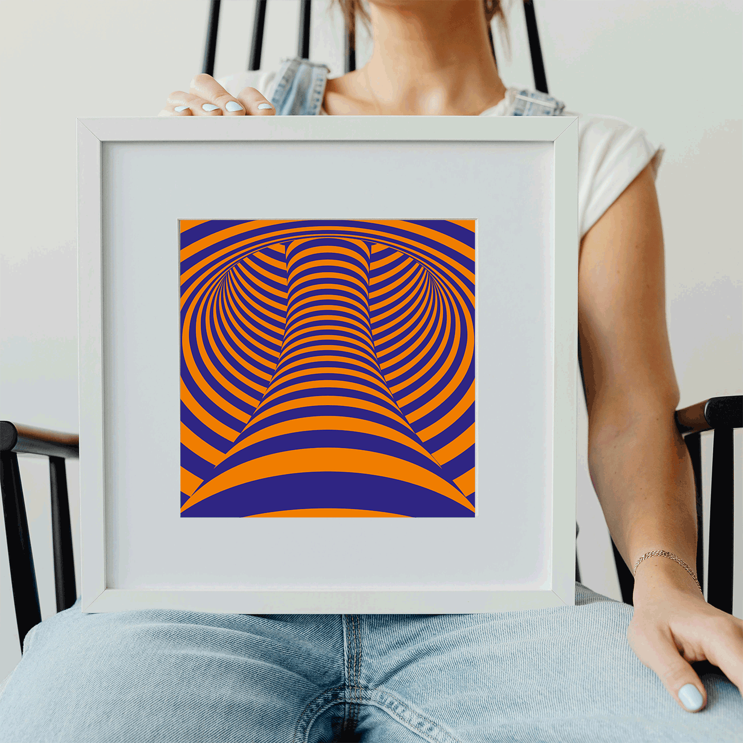 Visual contrast illusion art print for focus and cognitive balance